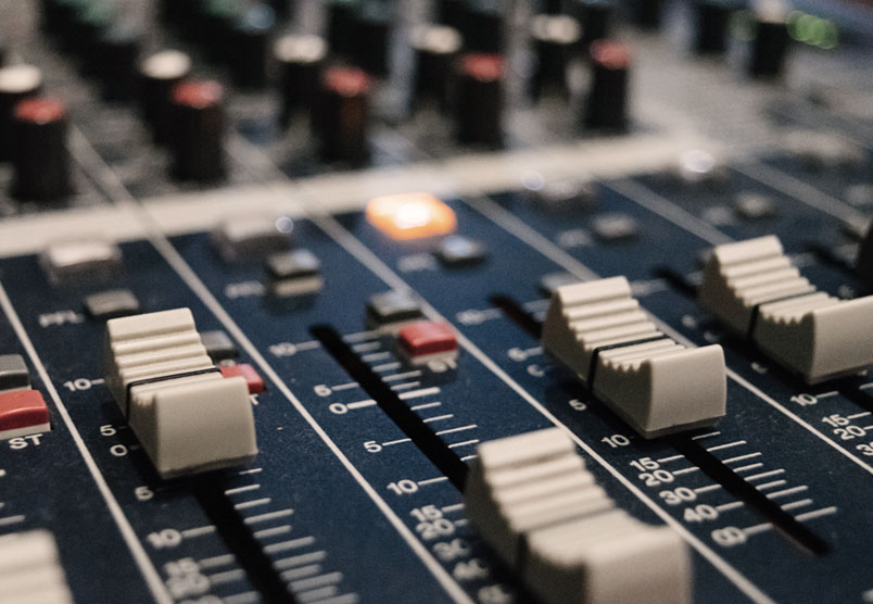 Audio recording studio mixing board